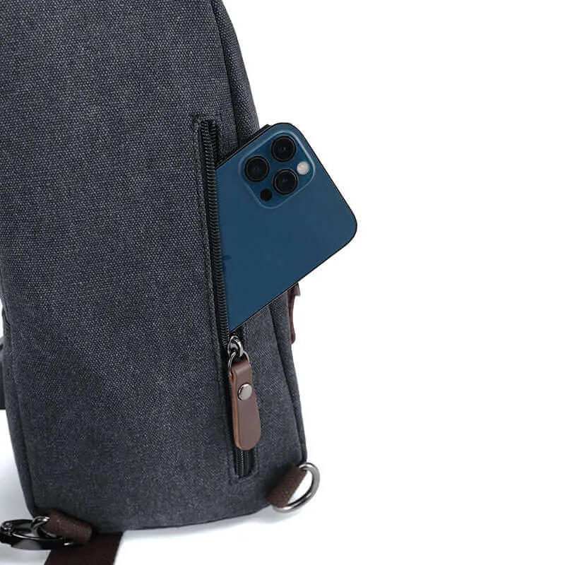 Canvas Crossbody Sling Bag | USB Charging Chest Bag