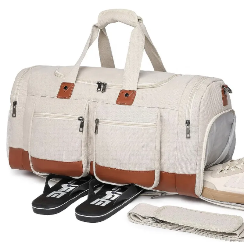 Canvas Duffel Bag With Shoe Compartment