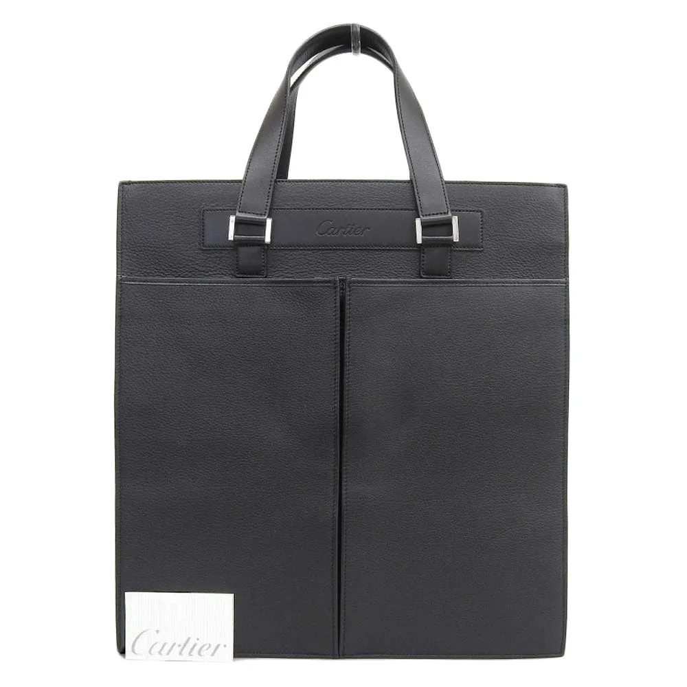 Cartier Leather Briefcase Handbag Black