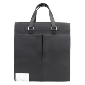 Cartier Leather Briefcase Handbag Black