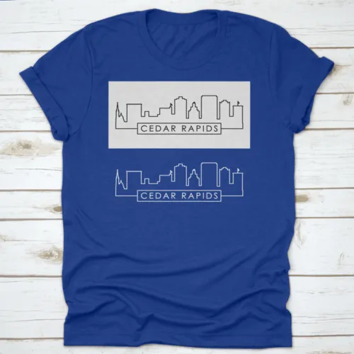 Cedar Rapids Skyline Linear Style Editable Vector File Shirt