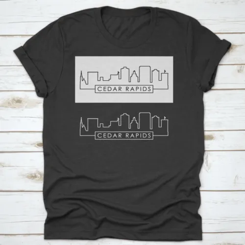 Cedar Rapids Skyline Linear Style Editable Vector File Shirt