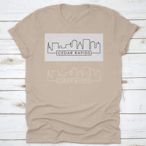 Cedar Rapids Skyline Linear Style Editable Vector File Shirt