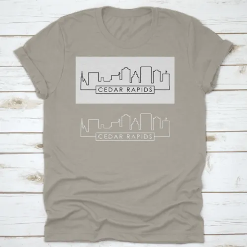 Cedar Rapids Skyline Linear Style Editable Vector File Shirt