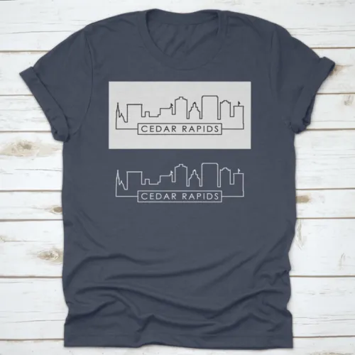 Cedar Rapids Skyline Linear Style Editable Vector File Shirt