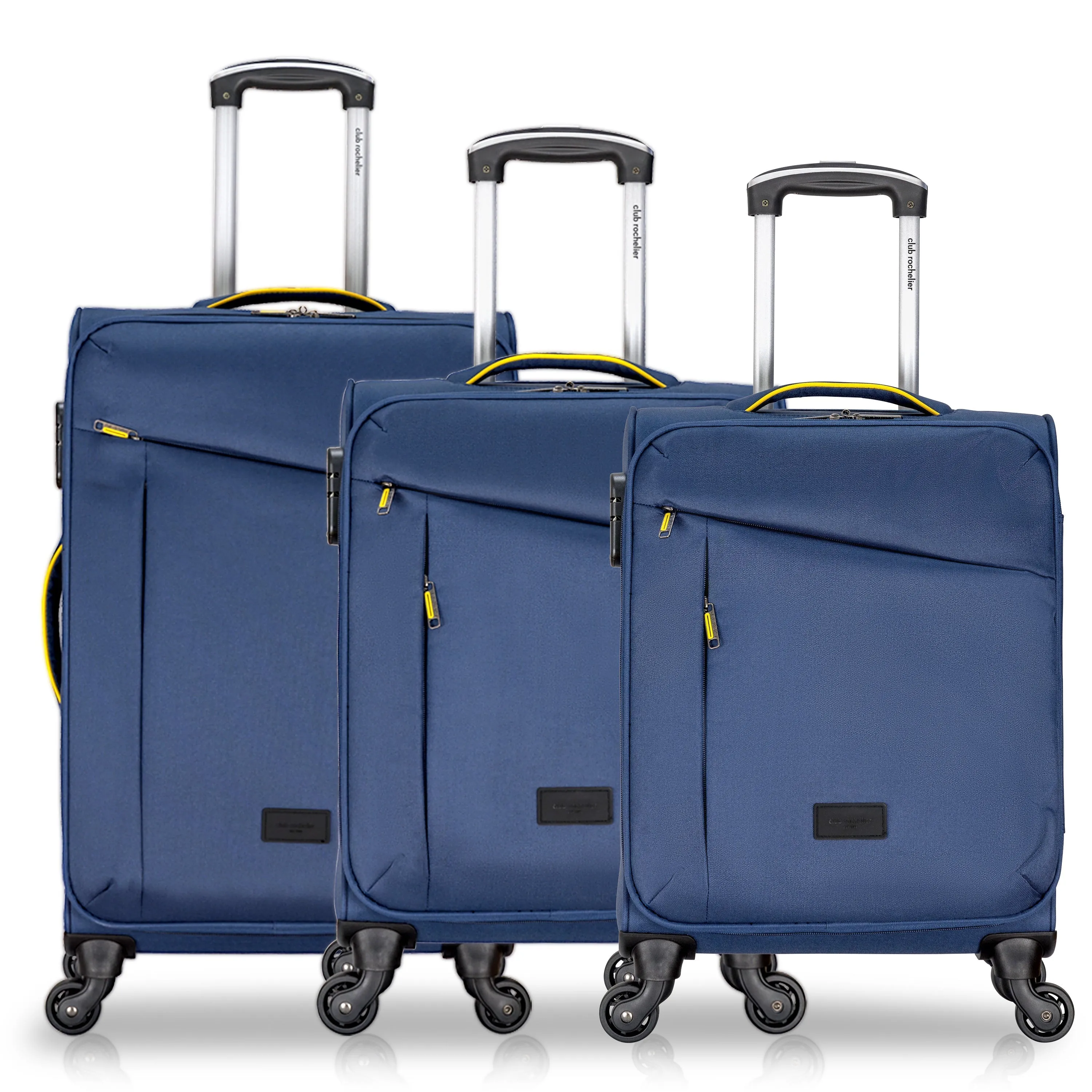 Club Rochelier  3 Piece Set Soft Side Luggage with Contrast Handles