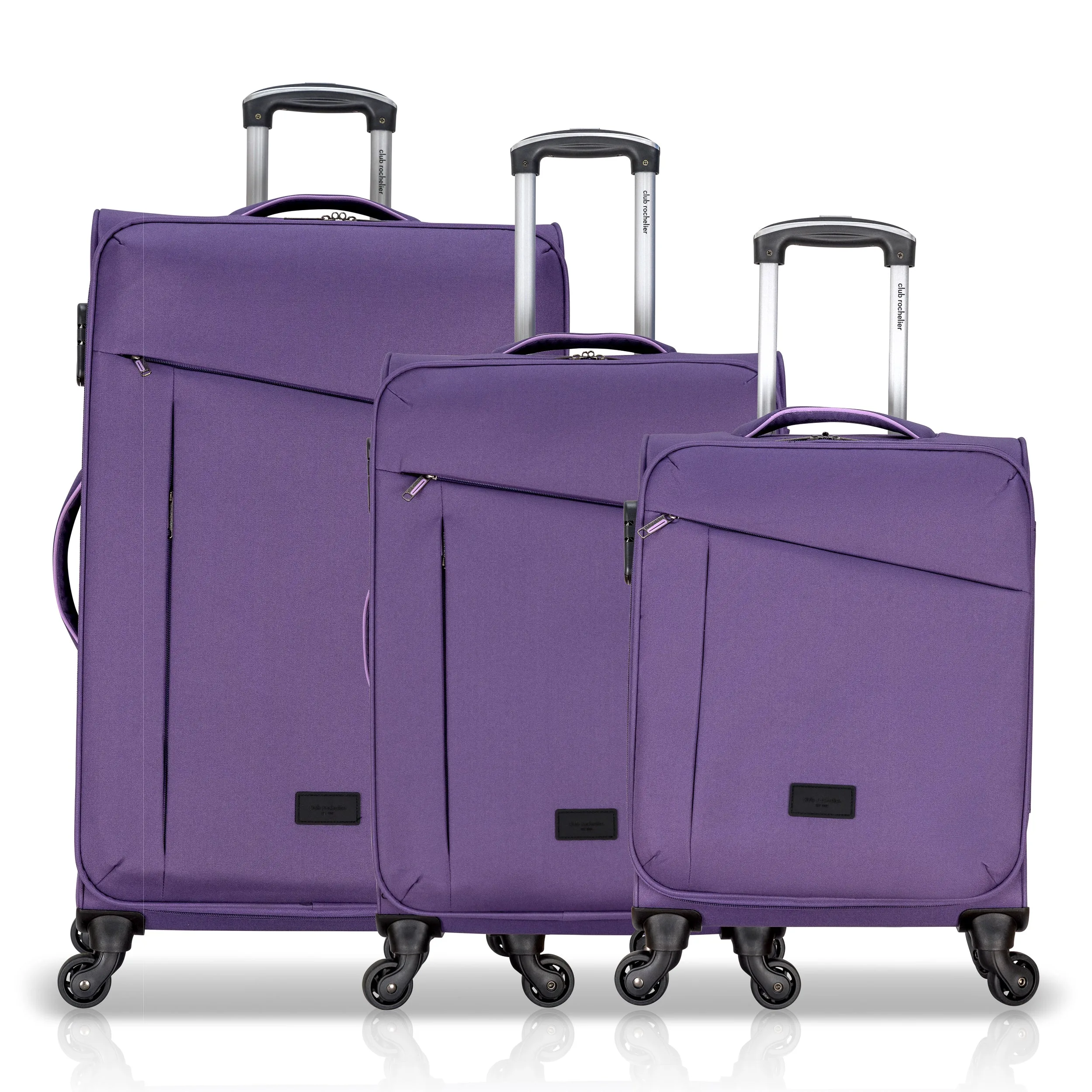 Club Rochelier  3 Piece Set Soft Side Luggage with Contrast Handles