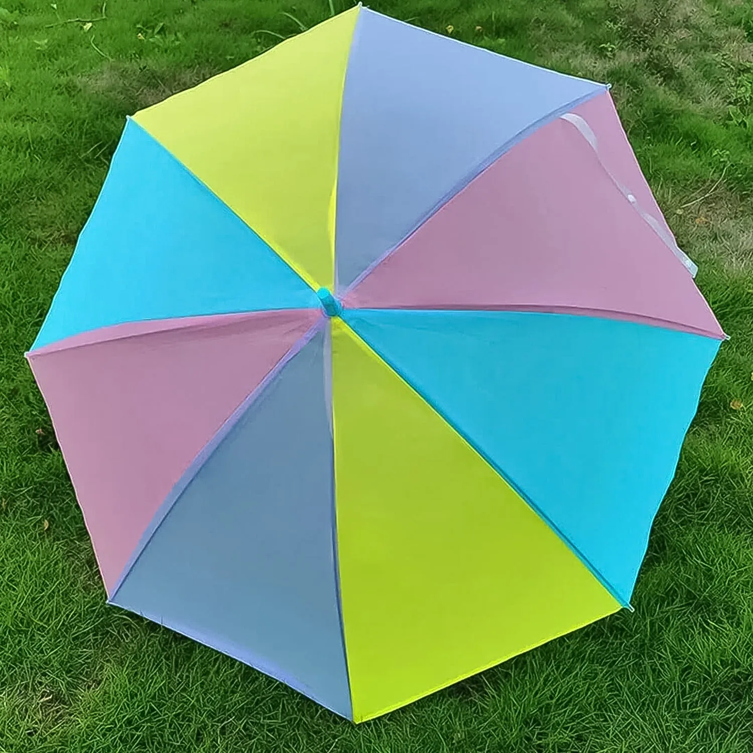 Colorful Rainbow Umbrella Multi-Colour J Shaped Handle (1 Pc / MOQ :- 5)