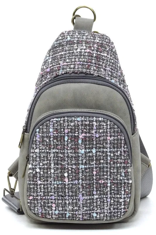 Colorful Tweed Sling Bag Backpacks