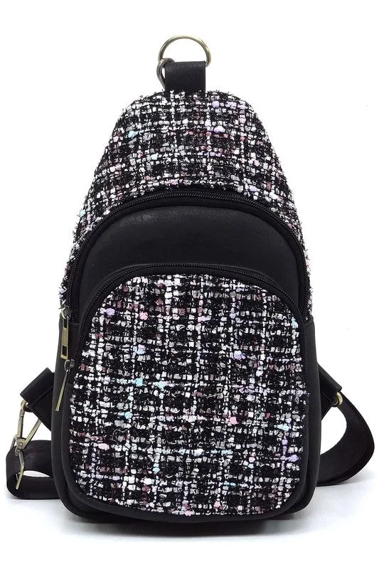 Colorful Tweed Sling Bag Backpacks