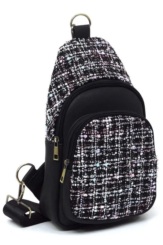 Colorful Tweed Sling Bag Backpacks