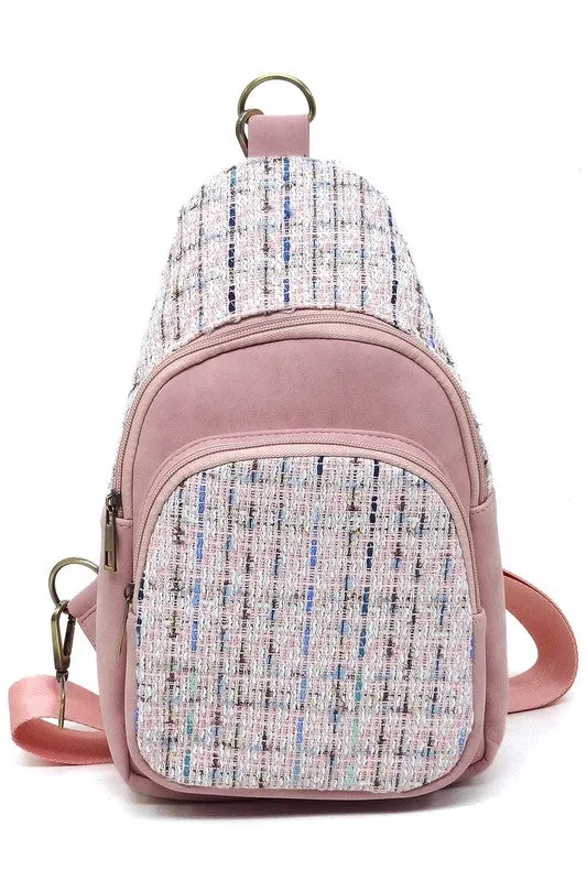 Colorful Tweed Sling Bag Backpacks