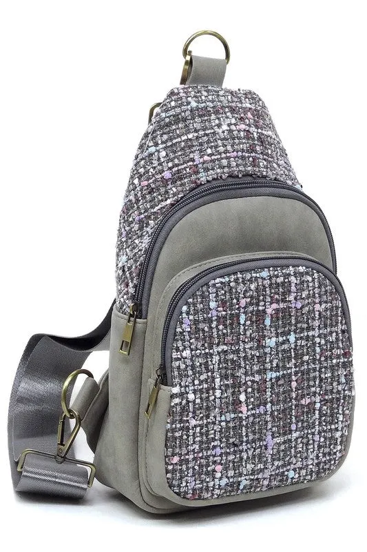 Colorful Tweed Sling Bag Backpacks