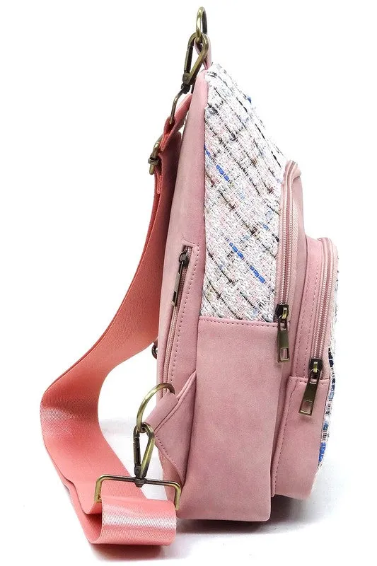 Colorful Tweed Sling Bag Backpacks