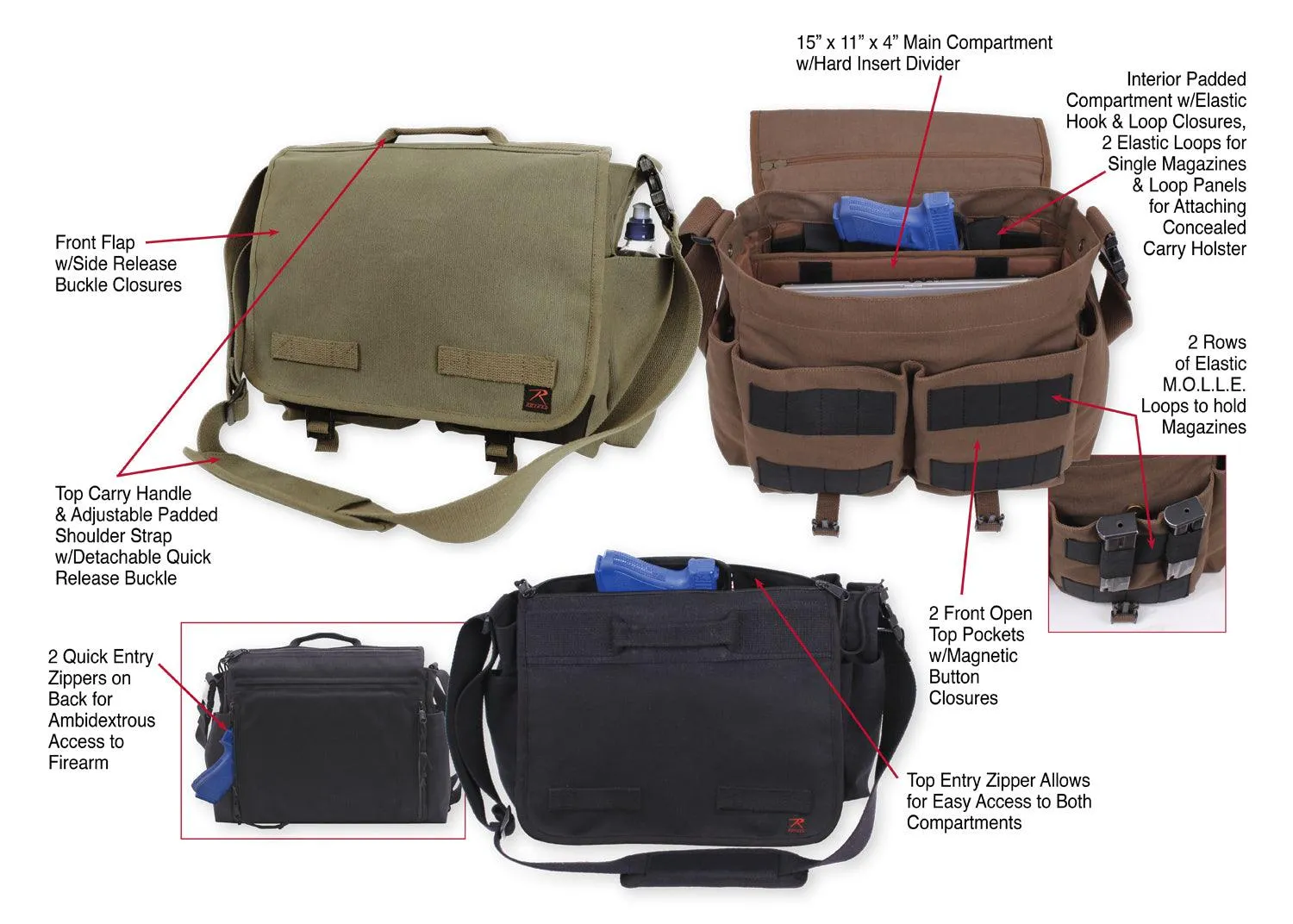 Concealed Carry Messenger Bag