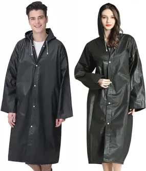 Cosowe Rain Ponchos for Adults Reusable, 2 Pcs Raincoats Emergency for Women Men with Hood and Drawstring