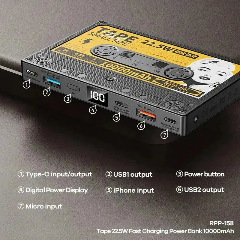 Creative Cassette Shaped Power Bank (10000 mAh)