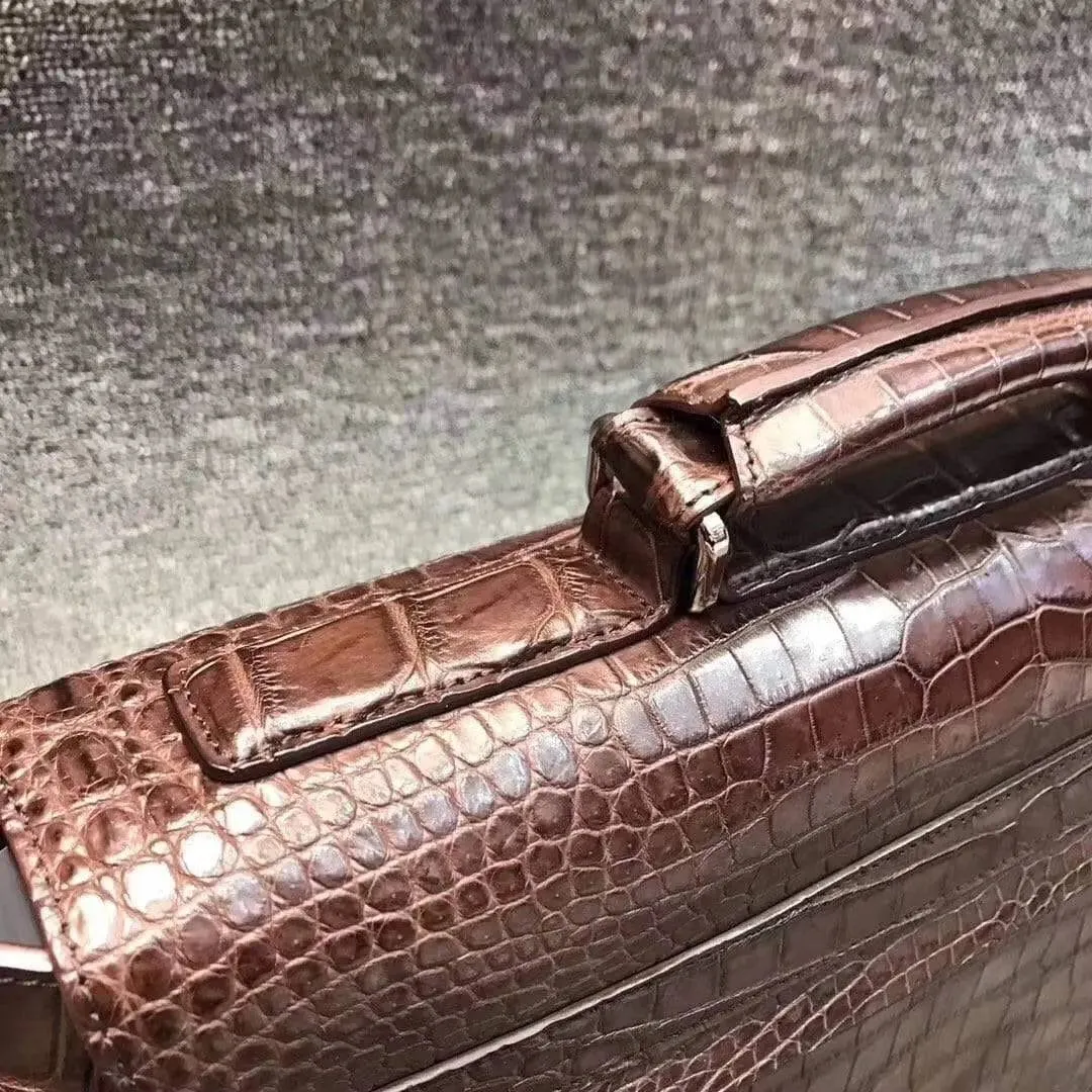 Crocodile Belly Leather Lock  Briefcase