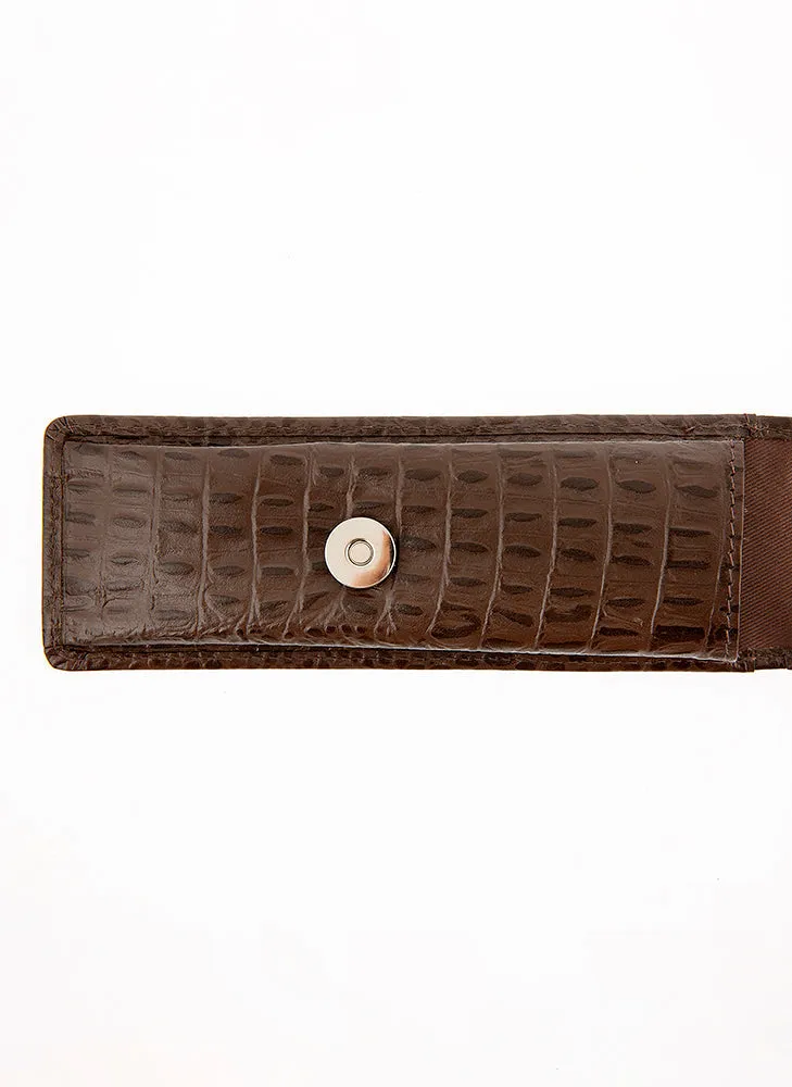 Crocodile Print Leather Pen Case