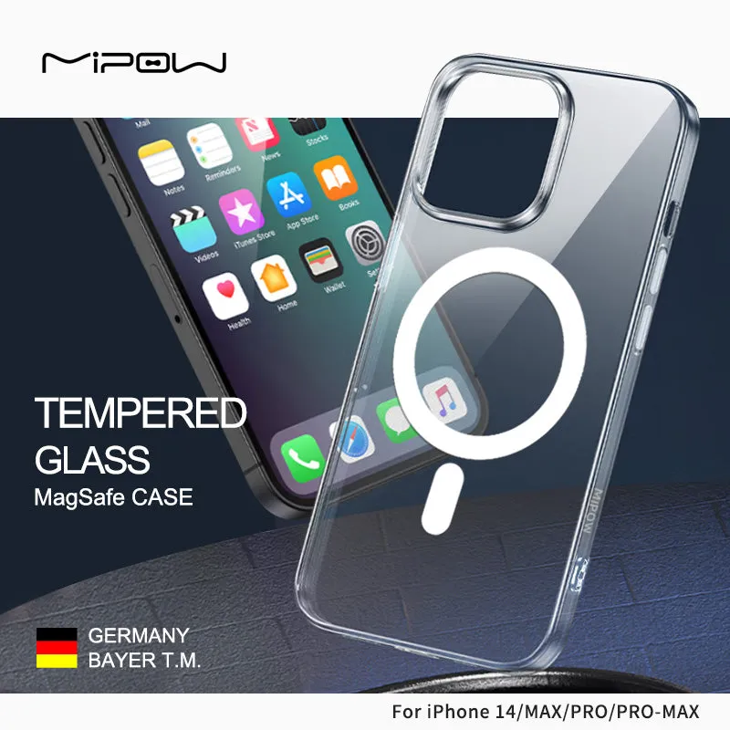 Crystal Clear TEMPERED GLASS MagSafe CASE for iPhone 15/14