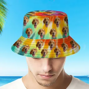 Custom Bucket Hat Adult & Kids Unisex Face Bucket Hat Personalised Wide Brim Outdoor Summer Cap Hiking Beach Sports Hats Rainbow Color Bucket Hat