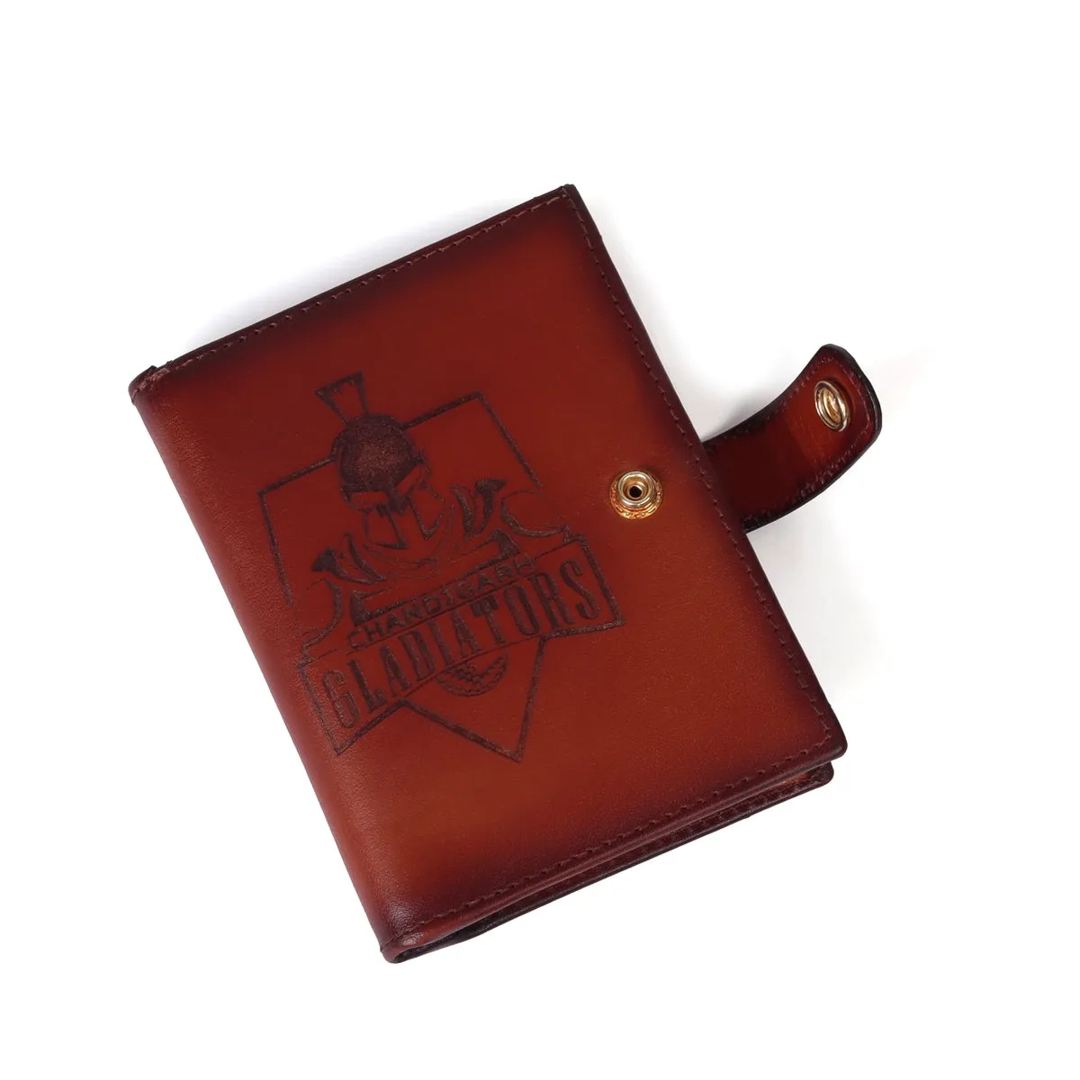 Customised Logo Tan Darker Scritto laser Leather Passport Holder With Foldable Boarding Pass Pocket By Brune & Bareskin