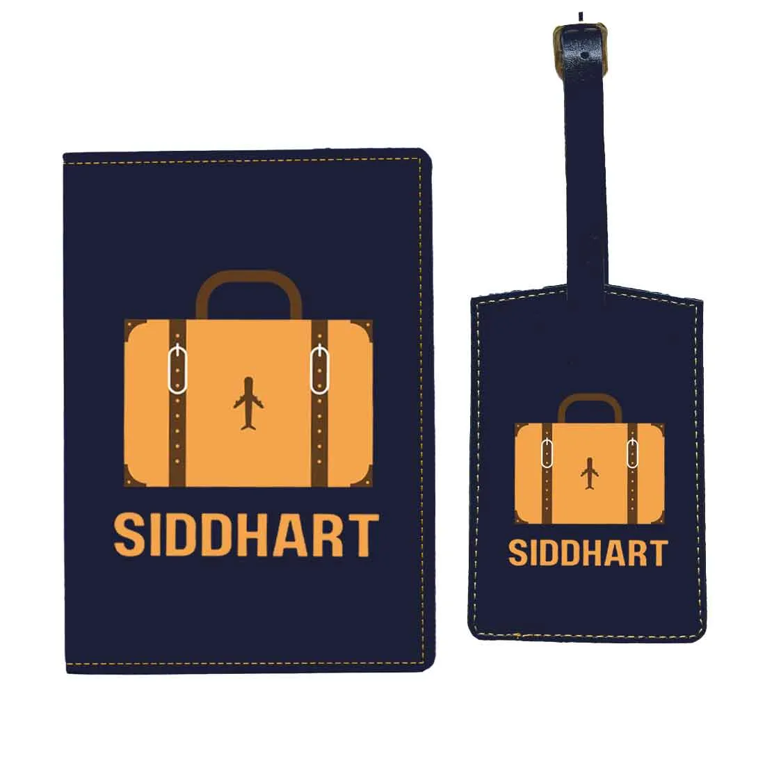 Customizable Passport Cover with Name Design PU Leather Passport Holder and Luggage Tag Set