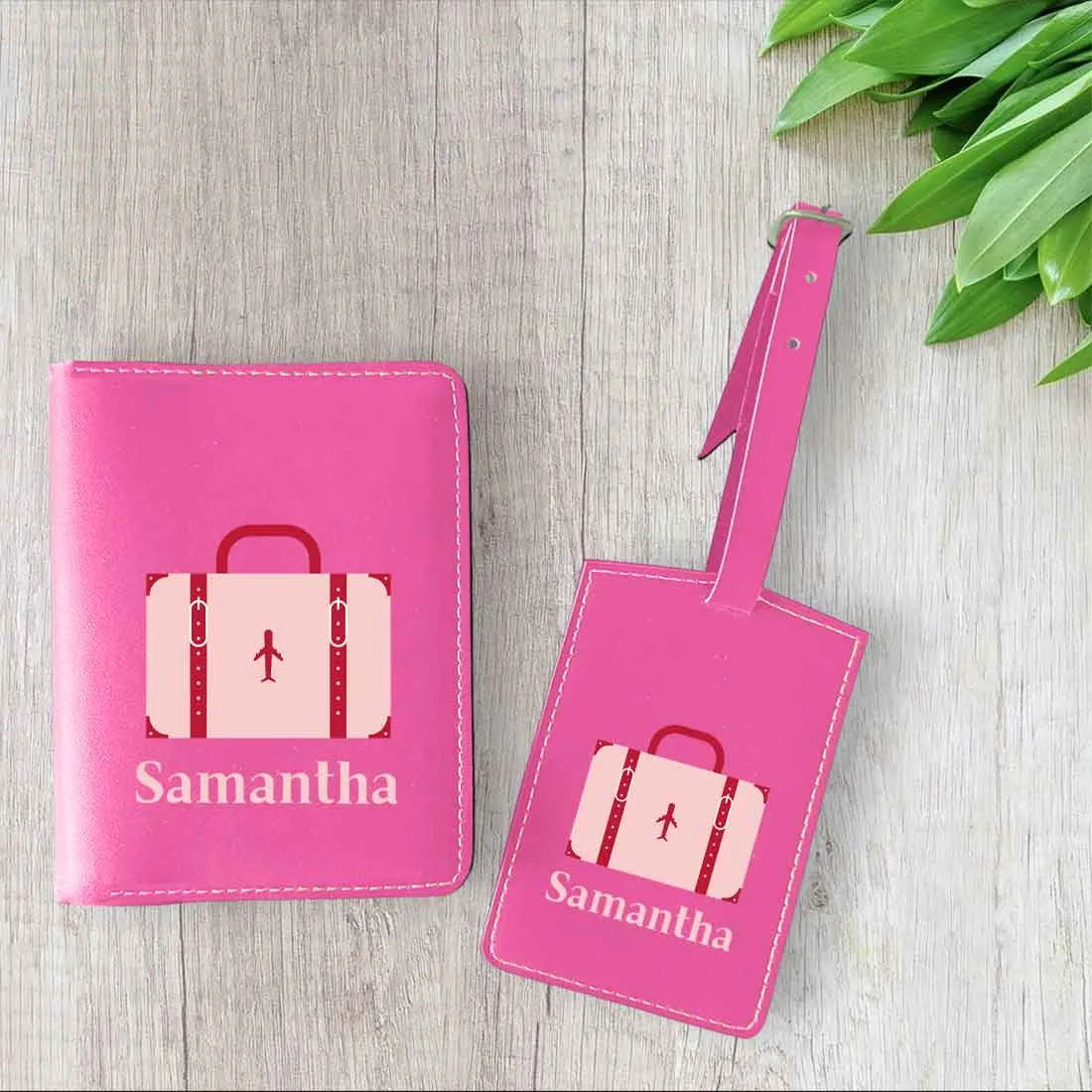 Customizable Passport Cover with Name Design PU Leather Passport Holder and Luggage Tag Set