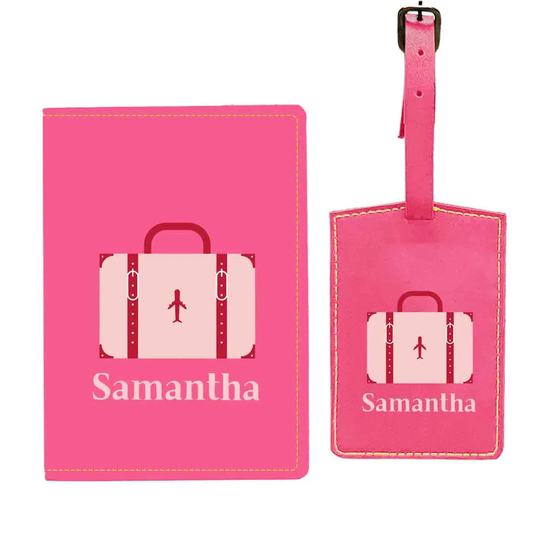 Customizable Passport Cover with Name Design PU Leather Passport Holder and Luggage Tag Set