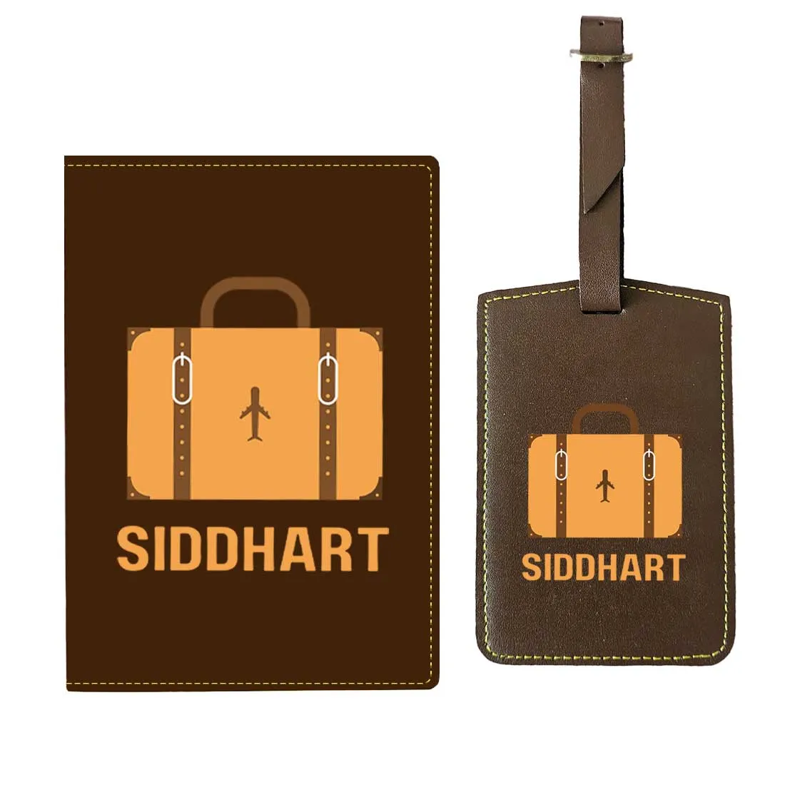 Customizable Passport Cover with Name Design PU Leather Passport Holder and Luggage Tag Set