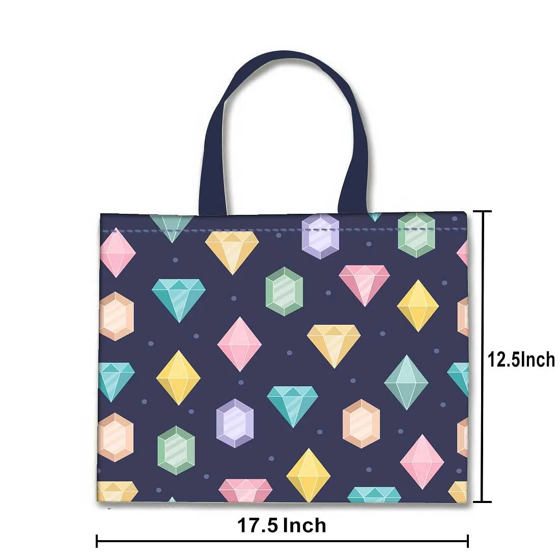 Designer Tote Bag With Zip Beach Gym Travel Bags -  Colorful Diamonds