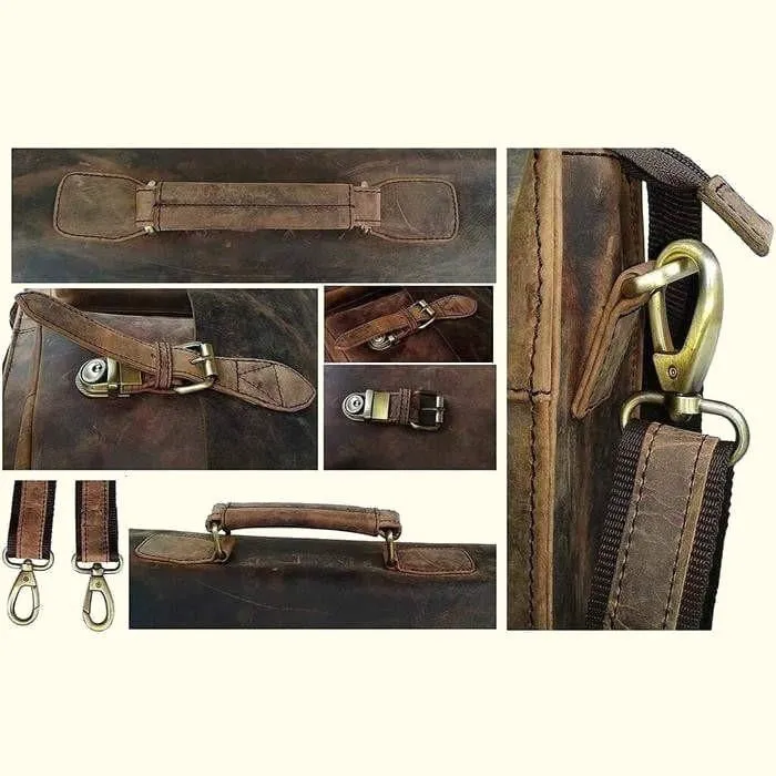 Distressed Buffalo Leather Briefcase