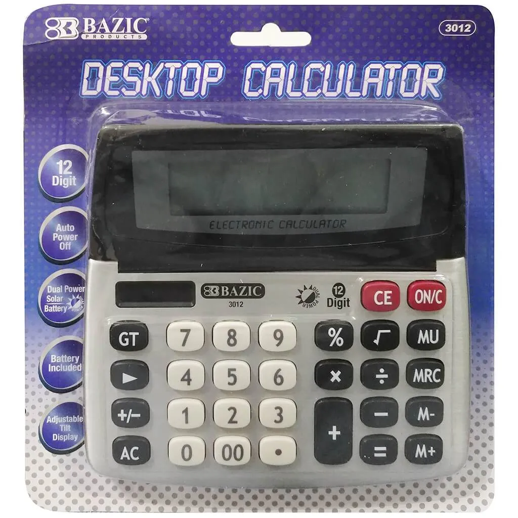 Dual Power Desktop Calculator with Adjustable Display