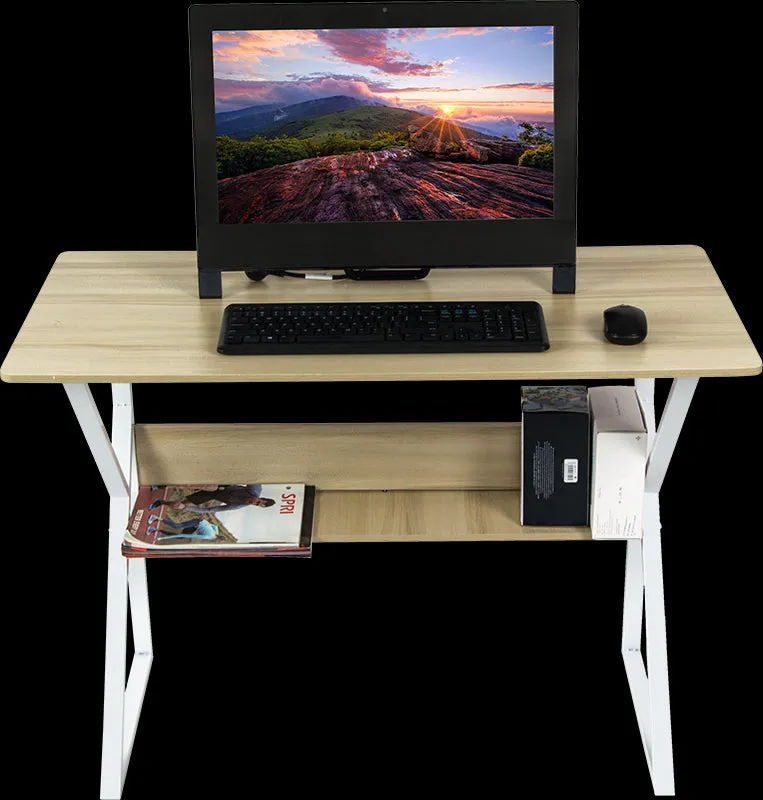 Durable Wood & Metal Computer Desk with Shelf - Randy & Travis