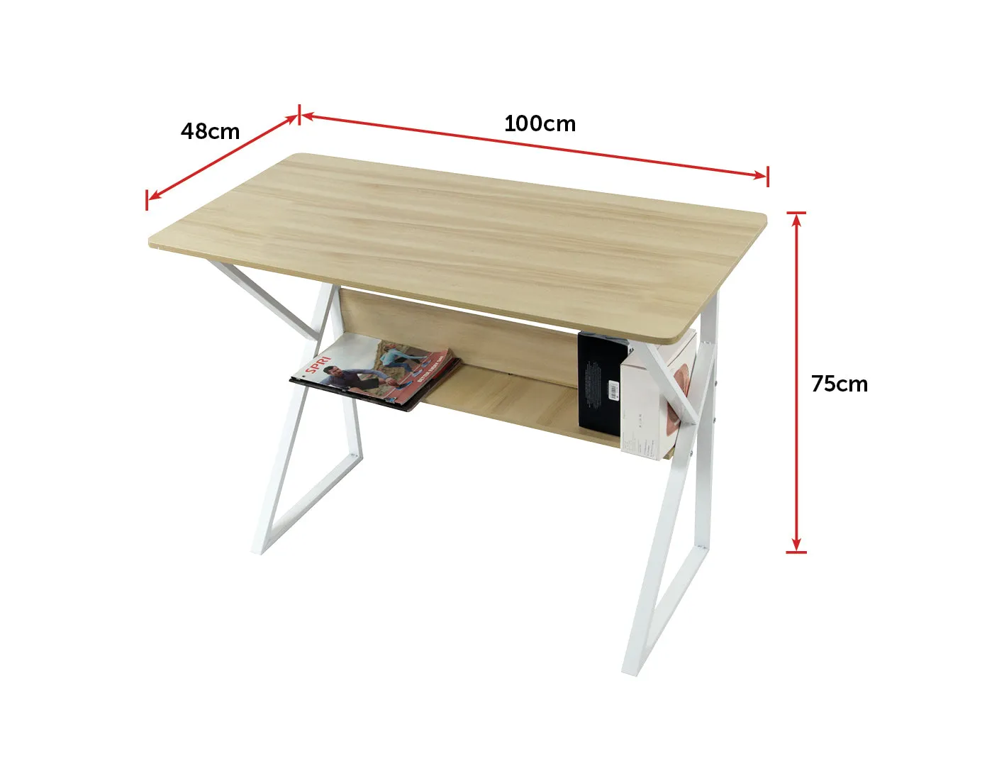 Durable Wood & Metal Computer Desk with Shelf - Randy & Travis