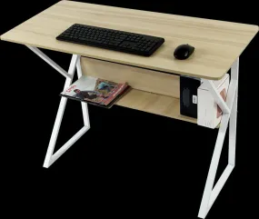 Durable Wood & Metal Computer Desk with Shelf - Randy & Travis