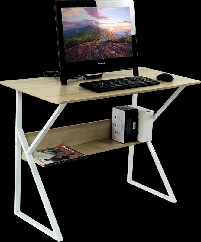 Durable Wood & Metal Computer Desk with Shelf - Randy & Travis