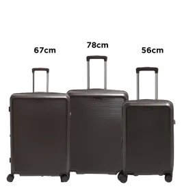 Echolac Sense 56 67 78cm Hardcase Expandable 4 Double Wheel 3 Piece Luggage Trolley Set