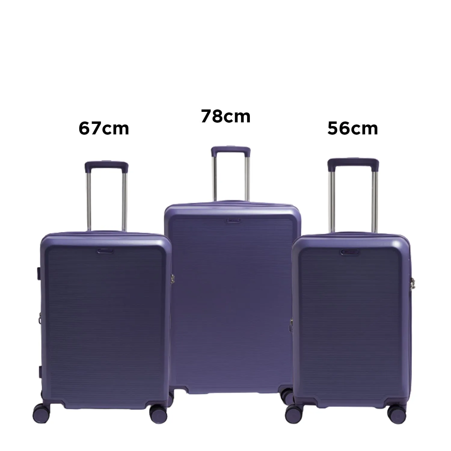 Echolac Sense 56 67 78cm Hardcase Expandable 4 Double Wheel 3 Piece Luggage Trolley Set