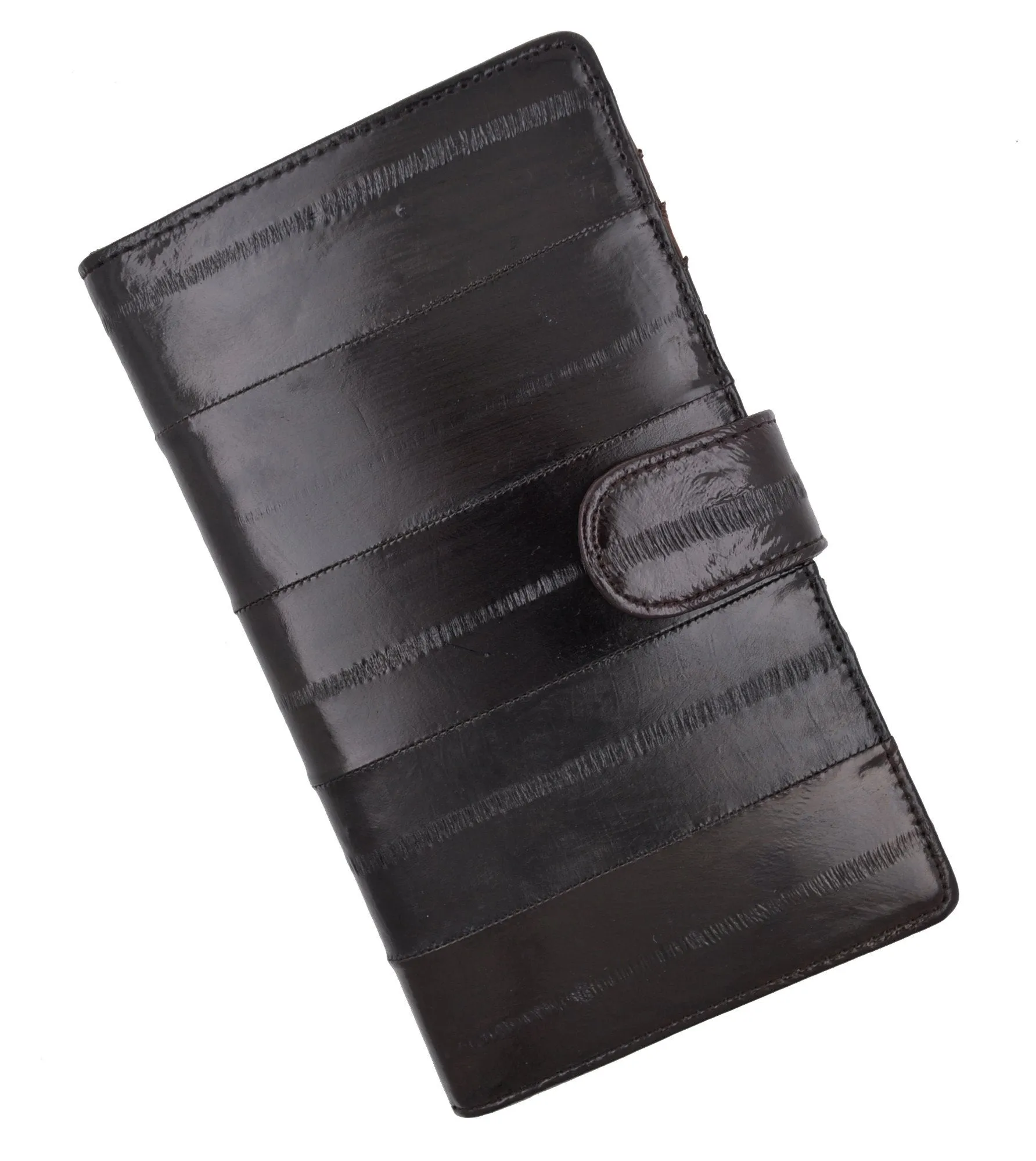 Eel Skin Leather Credit Card Holder Wallet 19 Card Slots & 1 ID Window With Snap E 1629