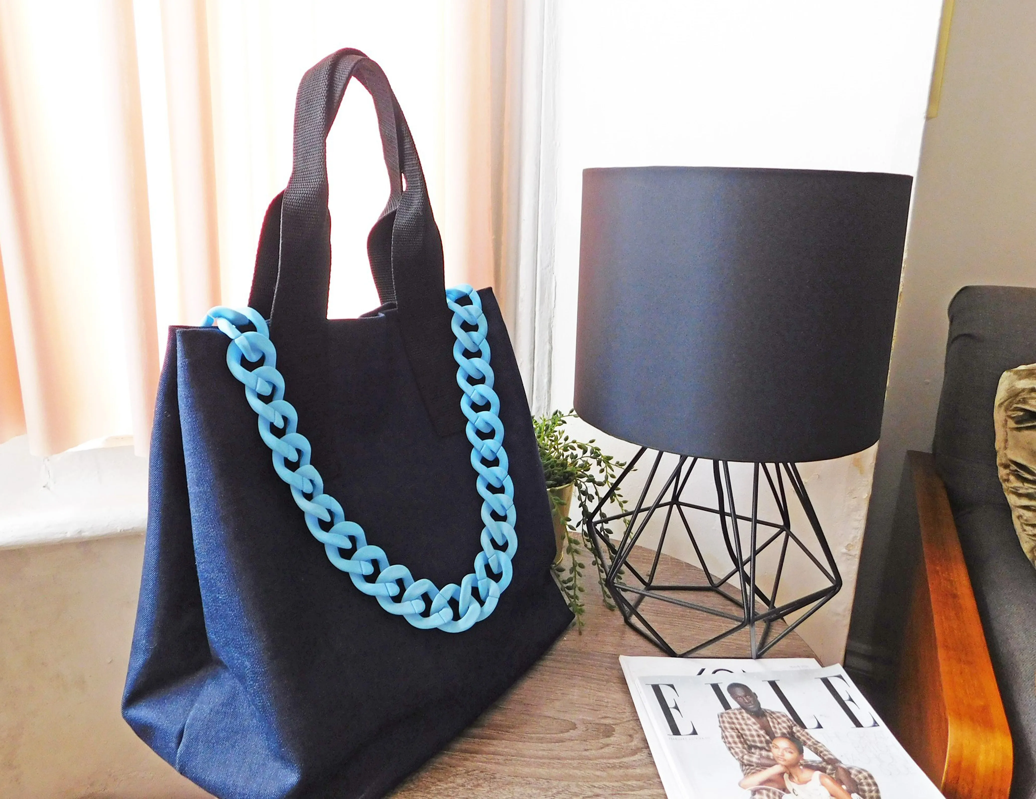 Essie  Denim Tote Bag - Navy Blue