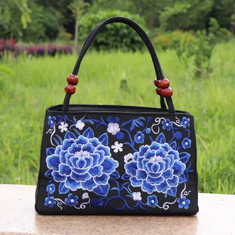 Ethnic Style Bag with Double-sided Embroidery and Canvas Small Bag for Women's Double-layer Handbag Casual Trend Retro