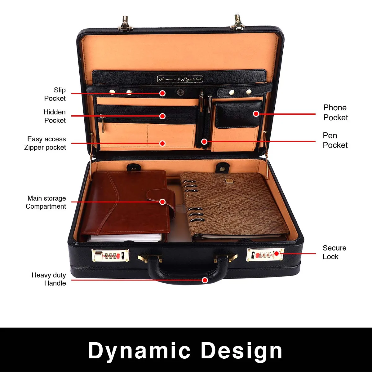 Expandable Briefcase for Men - Genuine Leather Attachi Suitcase with Combination Lock - Office and Business