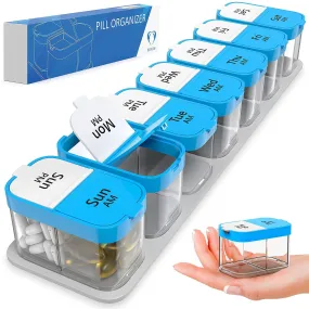 Extra Large Pill Organizer XL Daily Pill Box 7 Day Am Pm Pill Case Transparent