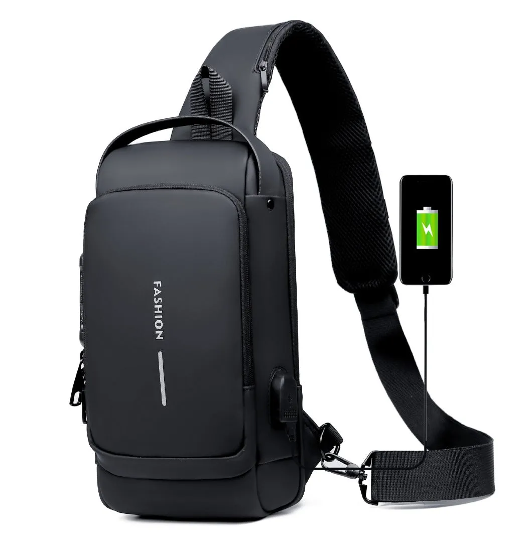 Fashion Travel Anti-Theft Shoulder Sling Crossbody Bag with USB Port