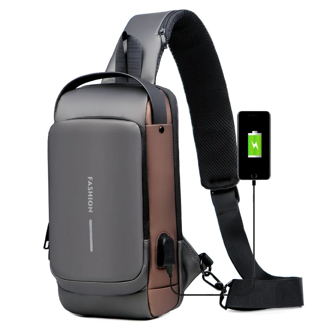 Fashion Travel Anti-Theft Shoulder Sling Crossbody Bag with USB Port