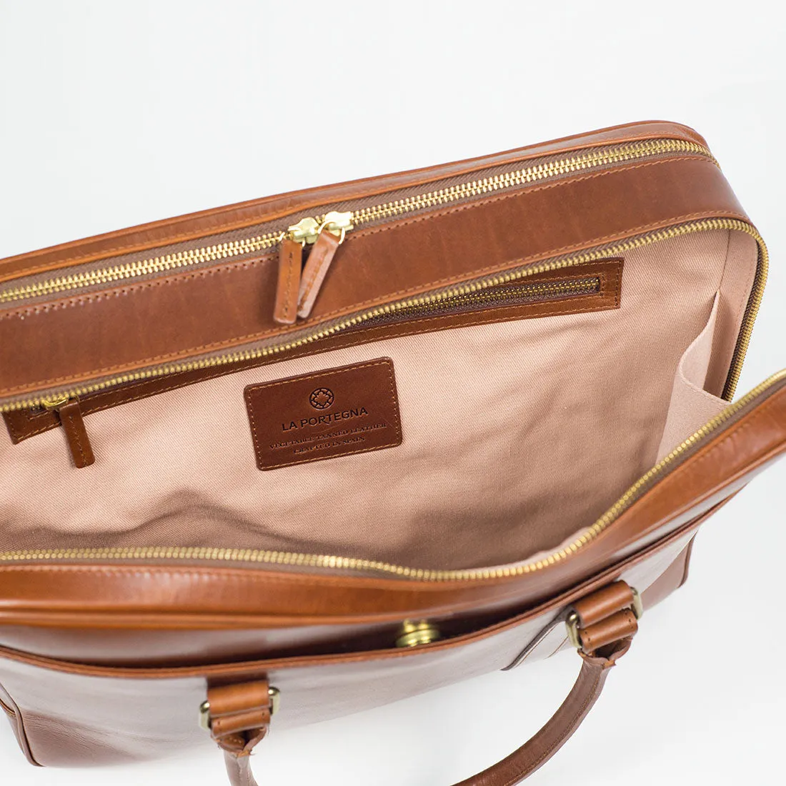 Fat Carter 2 briefcase, Sol brown leather