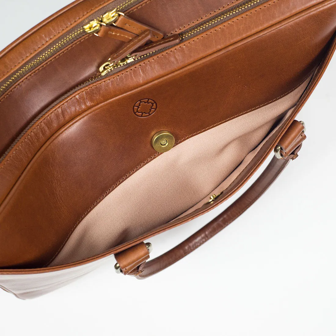 Fat Carter 2 briefcase, Sol brown leather