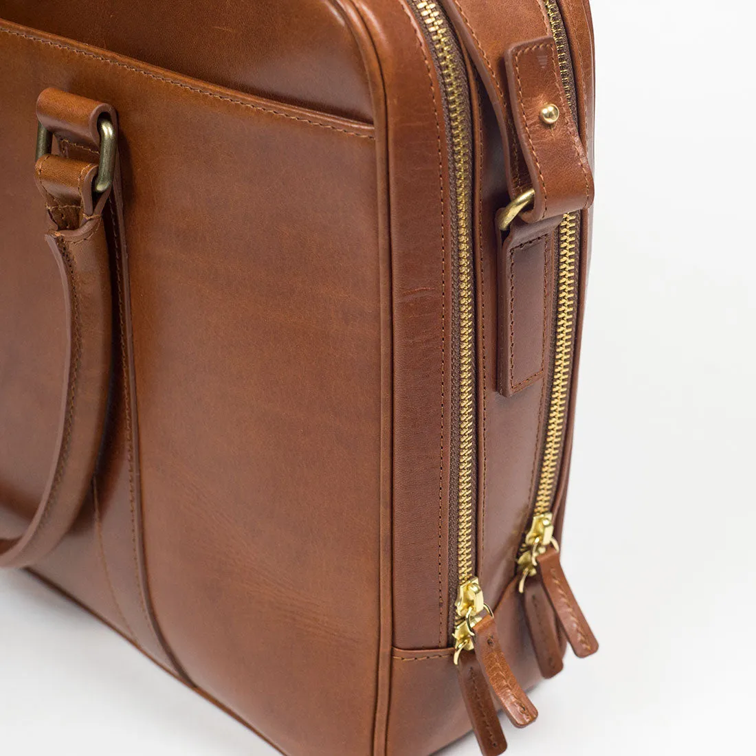 Fat Carter 2 briefcase, Sol brown leather