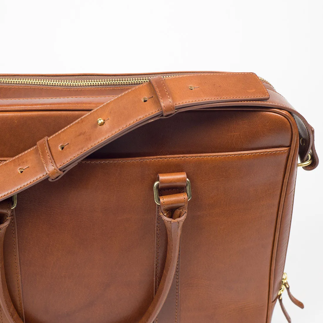 Fat Carter 2 briefcase, Sol brown leather